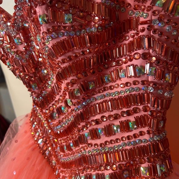 Mori Lee Pink Sweetheart Sleeveless Prom Gown - Picture 7 of 15